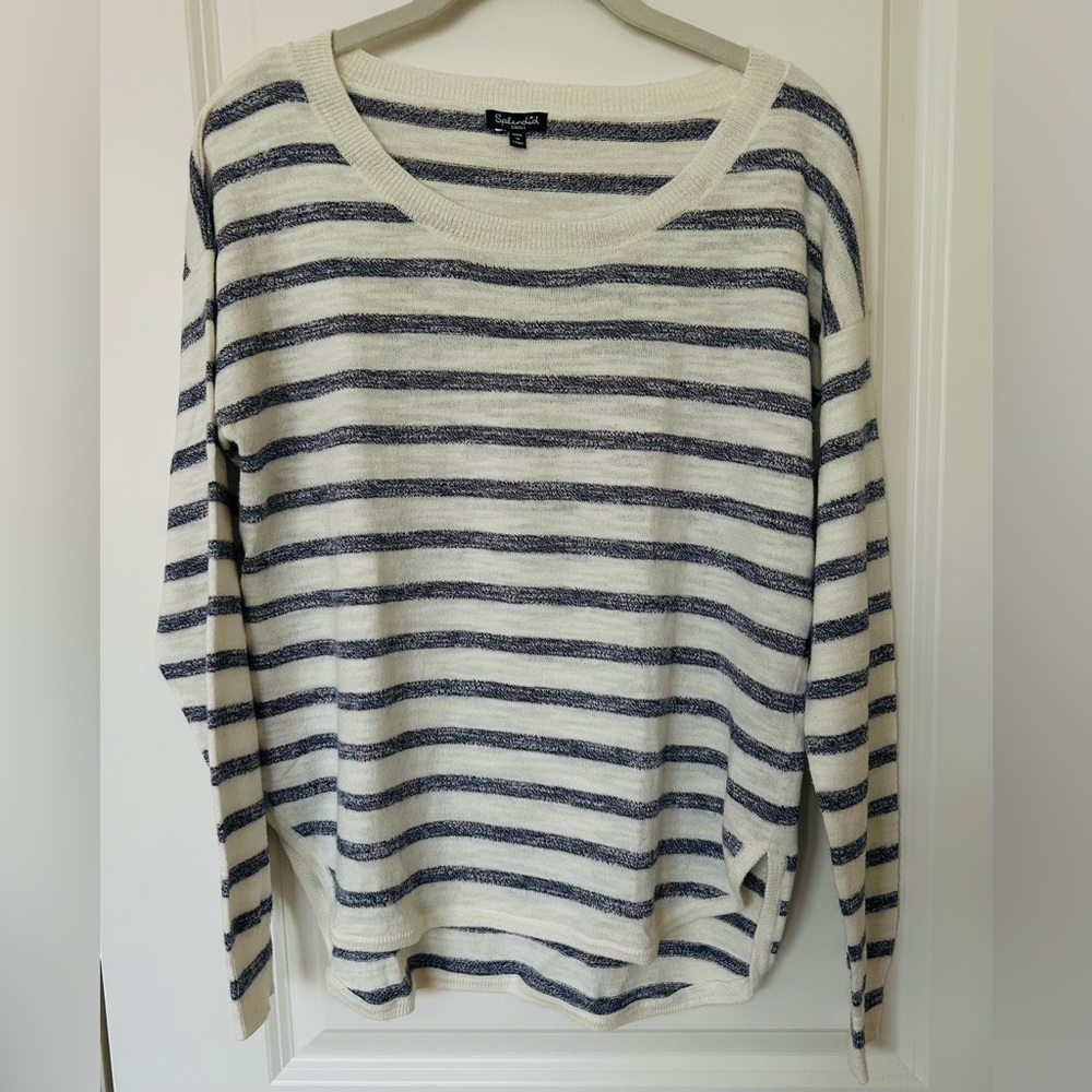 Splendid Striped Knit in Blue and White Long Sleeve Top